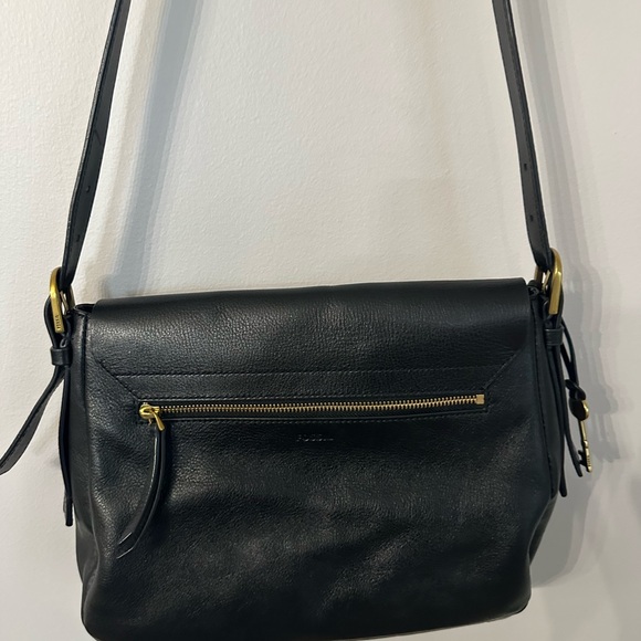 Fossil Women’s Black Leather Satchel Style Zippered Crossbody Purse GUC - Picture 9 of 11